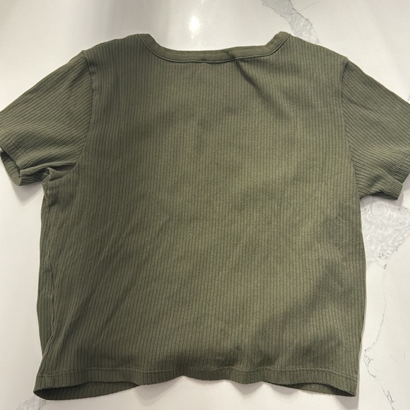 Olive green hollister tie up cotton t-shirt - Picture 2 of 3
